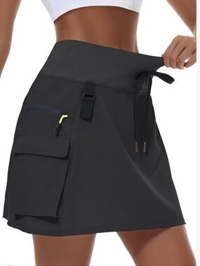 Mivei Women’s Black Cargo Active Hiking Skort with Drawstring SPF50 Size XS